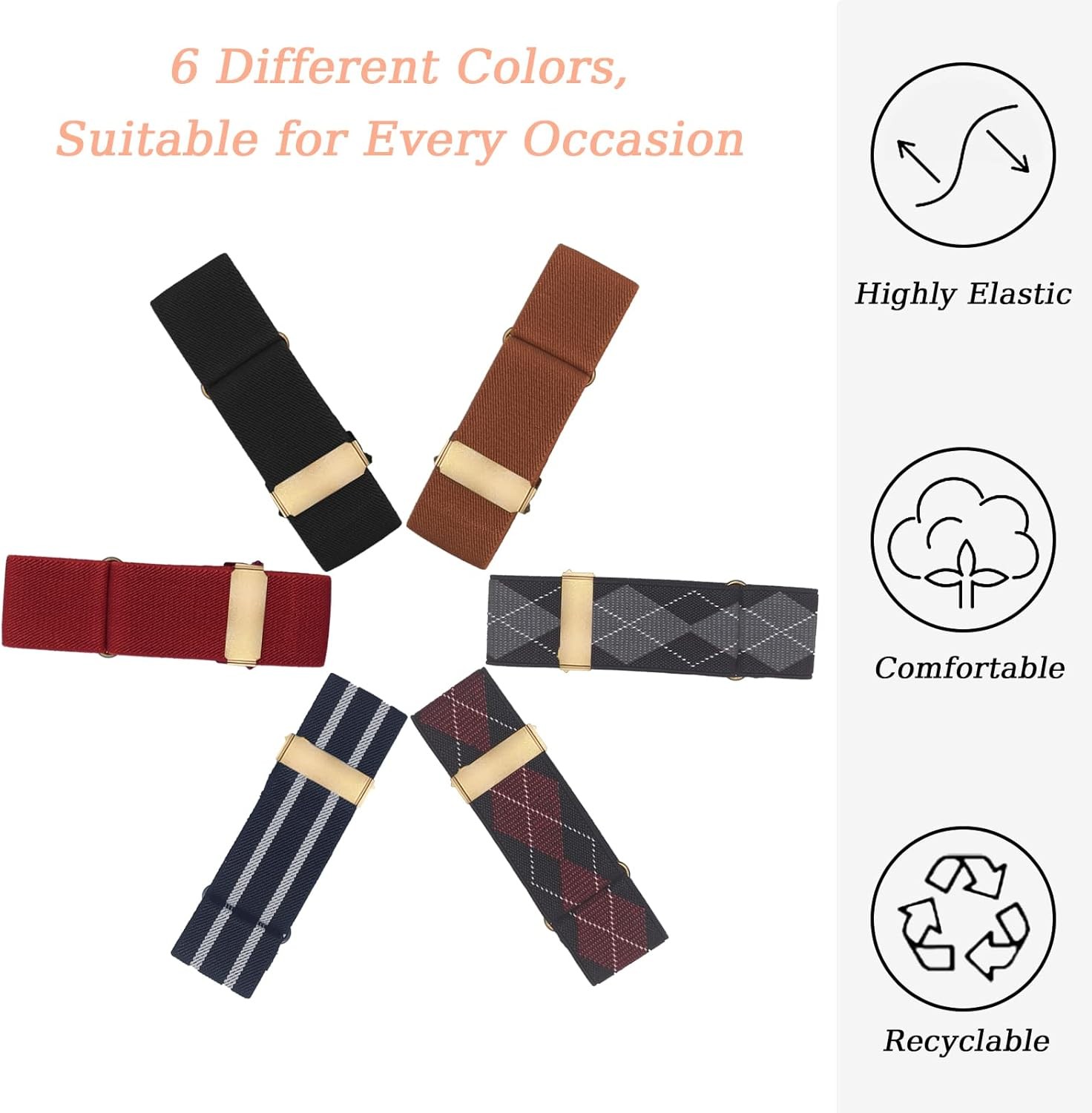 Shirt Sleeve Holders Armband Women & One Size, 1.4"/Black White/Bronze