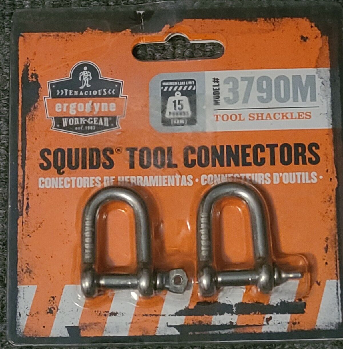 Ergodyne Squids 3790M Tool Attachment Shackle Stainless Steel 15 Pounds 2-PacK
