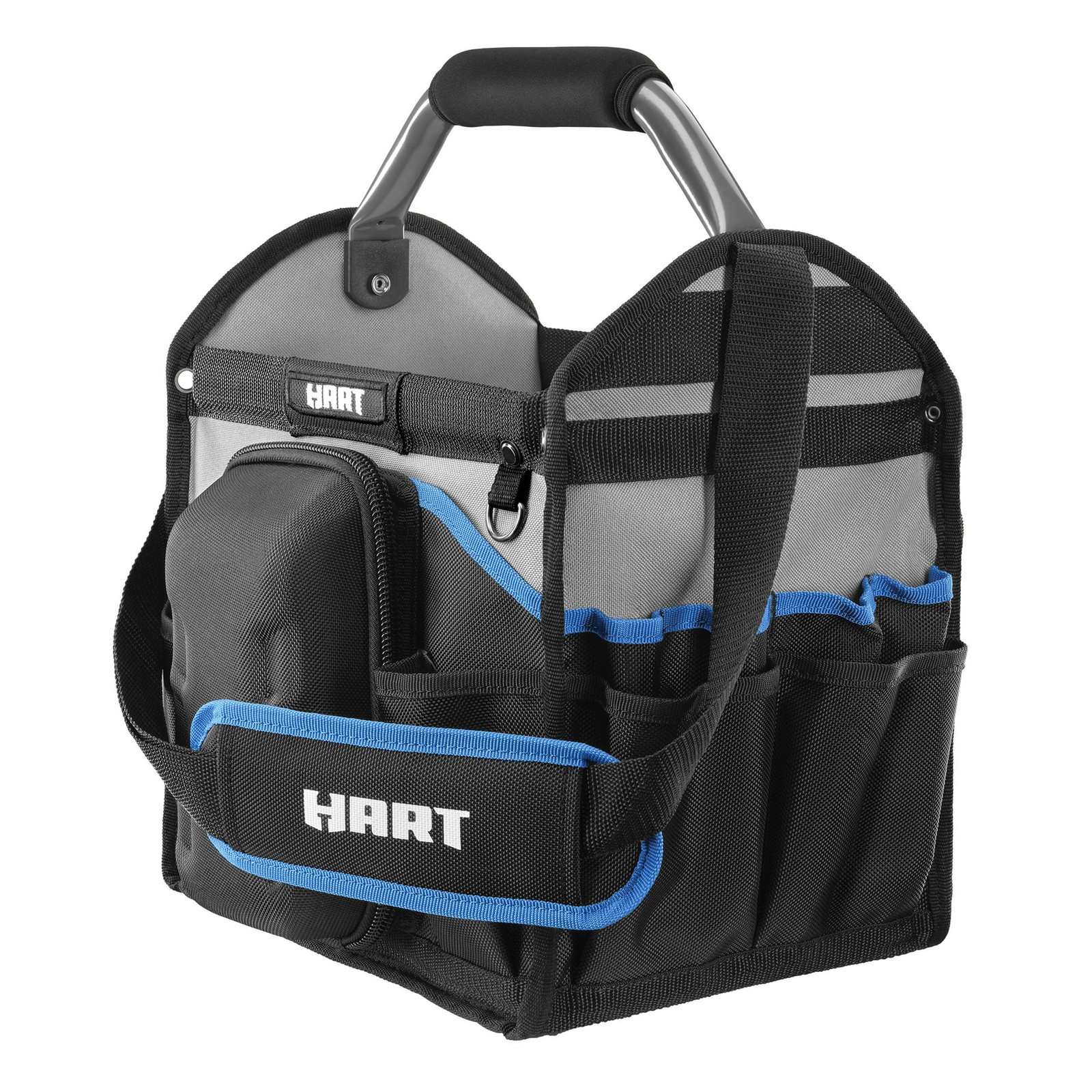 Hart 12 Inch Tool Tote With Rotating Handle Heavy Duty Canvas Storage Organizer