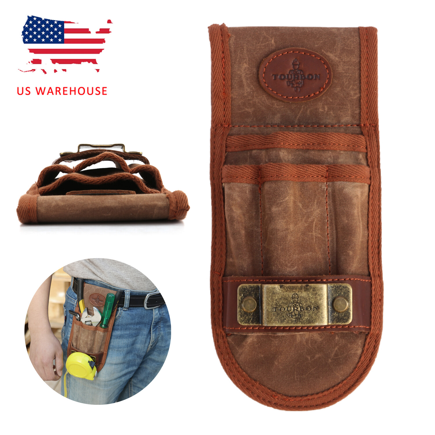 Tourbon Wax Canvas Tools Holder Wrench Plier Snip Tape Measure Pencil Pouch US
