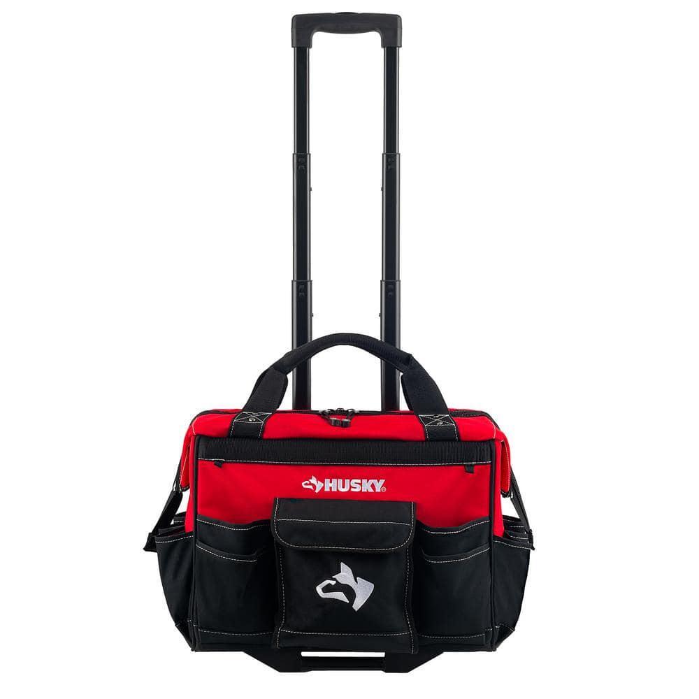 Husky Rolling Tool Bag 18 in. Large 18-Pocket Water-Resistant Telescoping Handle