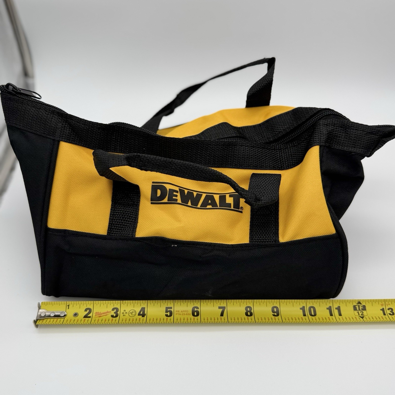 DEWALT Black/Yellow Fabric Tool Bag Tote with Carry Handles, 11 in