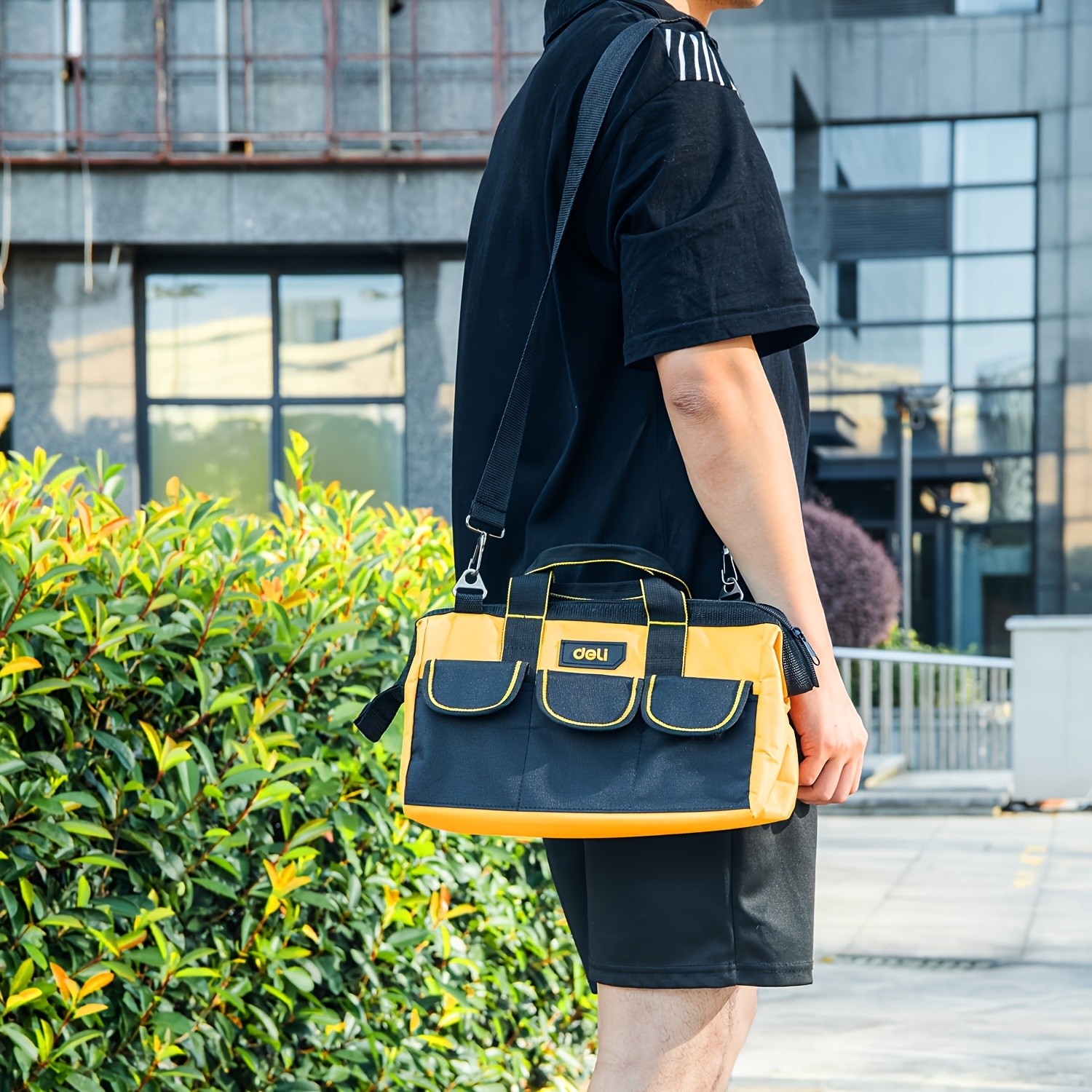 Steelite 13 Inch Heavy Duty Contractor Tool Bag 15 Pockets with Adjustable Strap