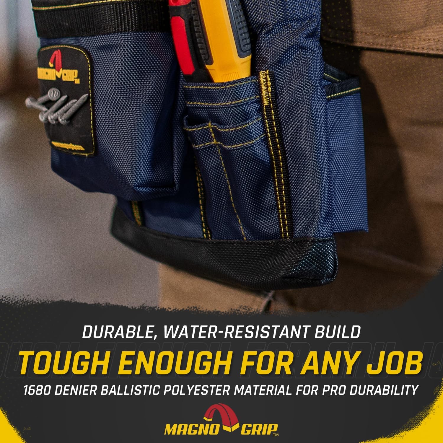11-Pocket Magnetic Carpenter Tool Belt – Durable 1680D Ballistic Polyester wi…