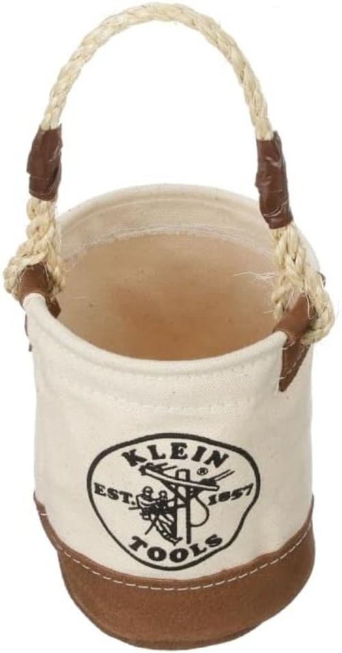 Mini Tool Bucket Natural Canvas Leather Bottom Small Utility Organizer