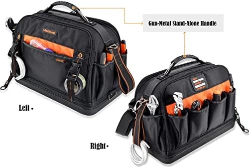 WELKINLAND 42-Pocket Tool Organizer, 16- Inch Hard Bottom Tool Bag | Heavy-Du…