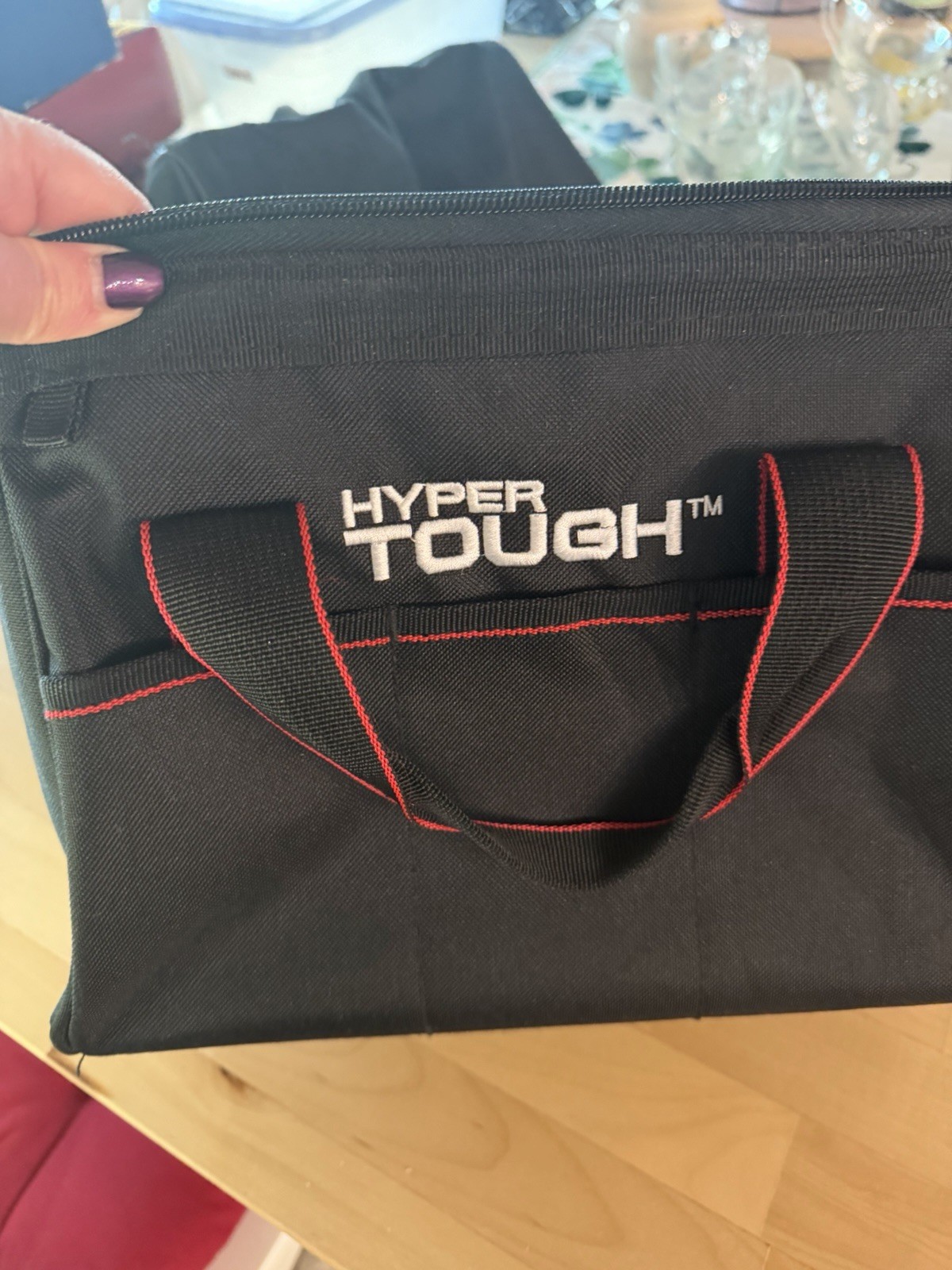 Hyper Tough 12-inch Polyester Tool Bag, with Full-Length Zipper and Double Strap