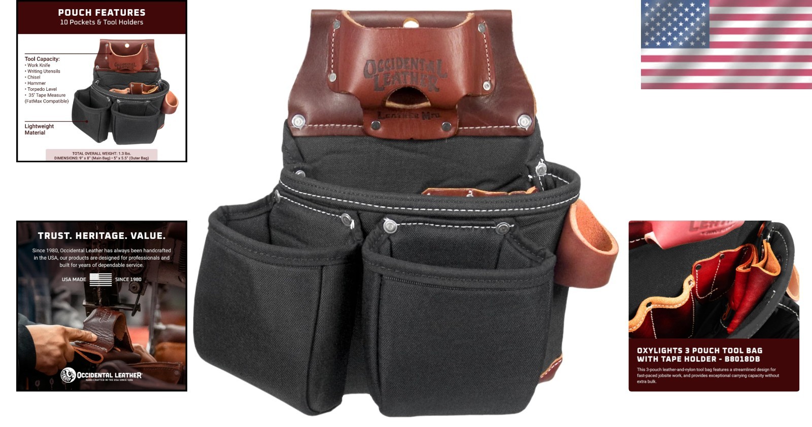 Occidental Leather B8018db Tool Bag with Tape Holder