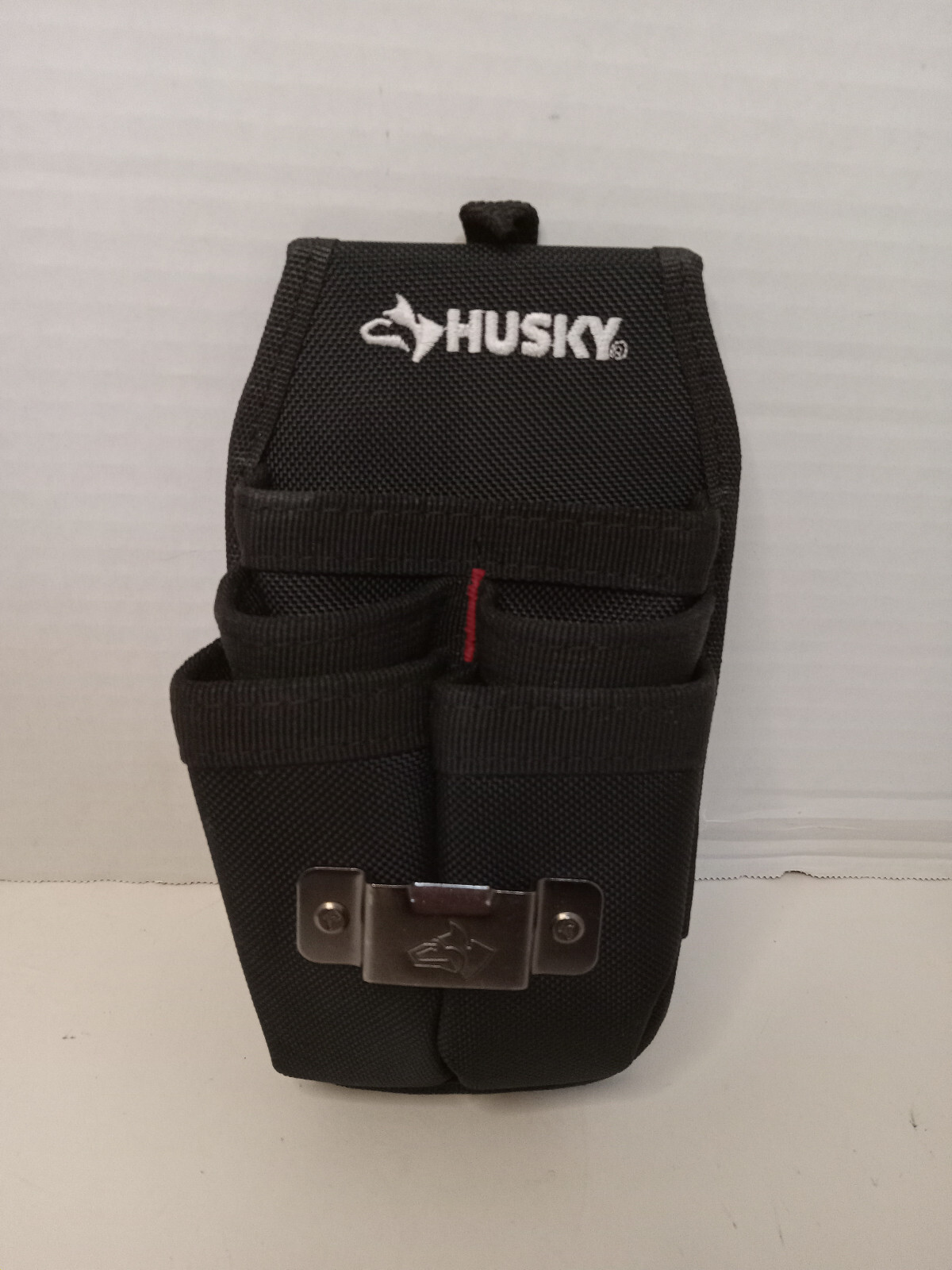 Husky Tool Belt Pouch 5 in 5-Pocket Black Four Barrel Durable Denier Poly Fabric
