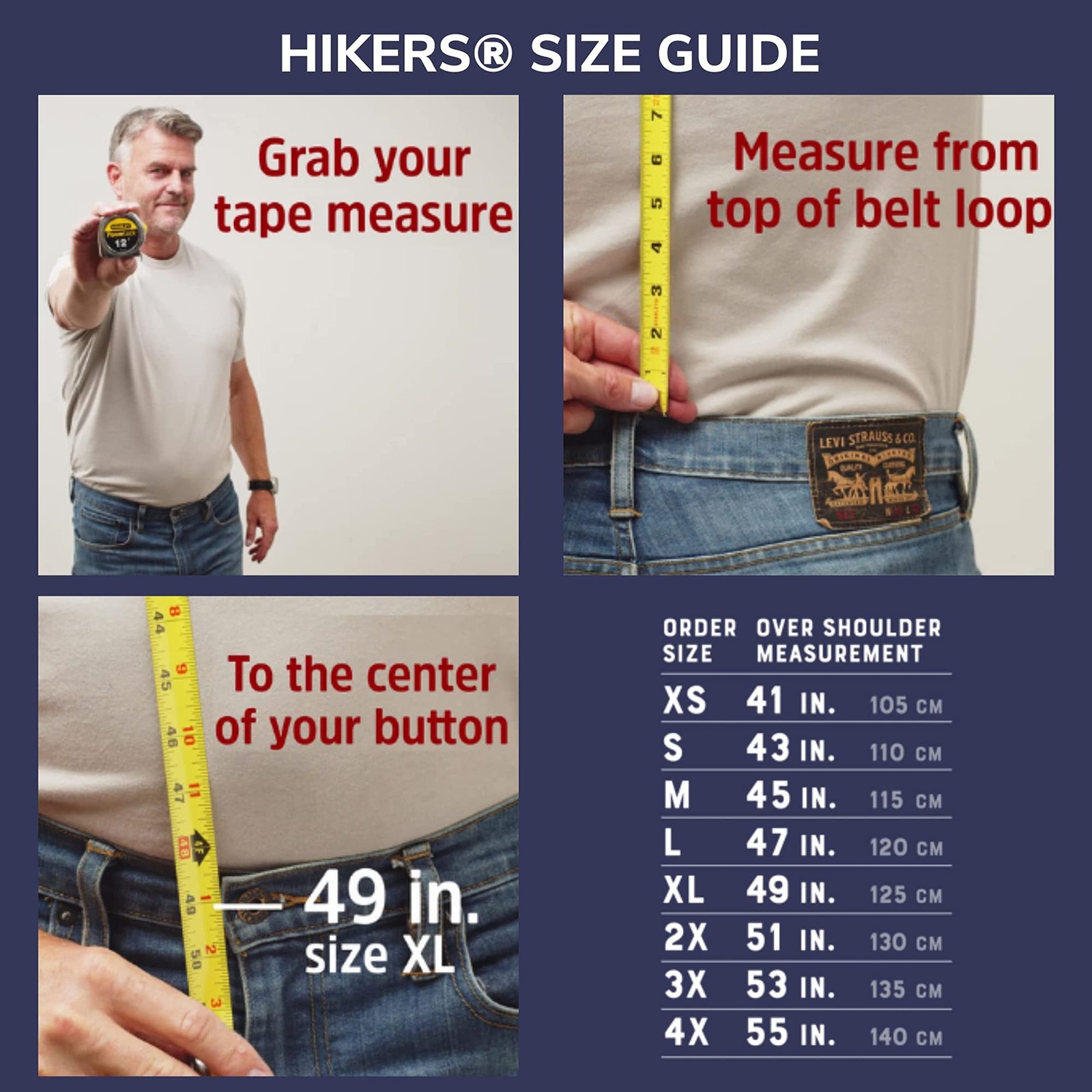 HIKERS – Upfitter Hidden Suspenders for Men Under Clothes 47in – Large, Grey