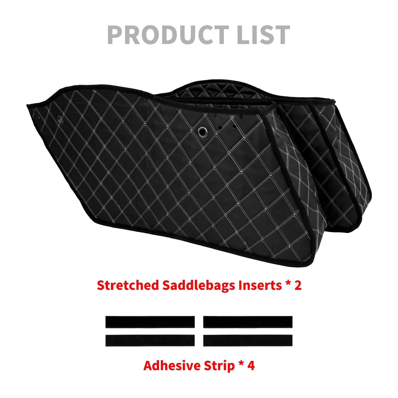 Saddlebag Liners Carpet Insert with White Stitching for Non-Stretched Non-Tapere