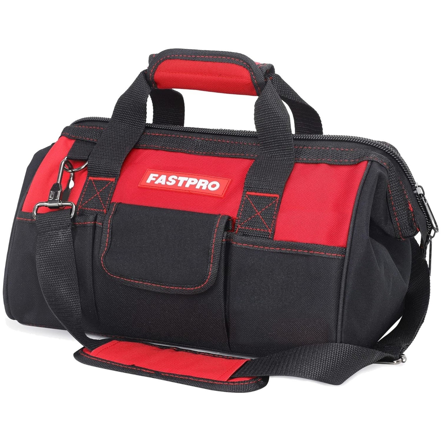 Adjustable Shoulder Strap Tool Bag, Black/Red