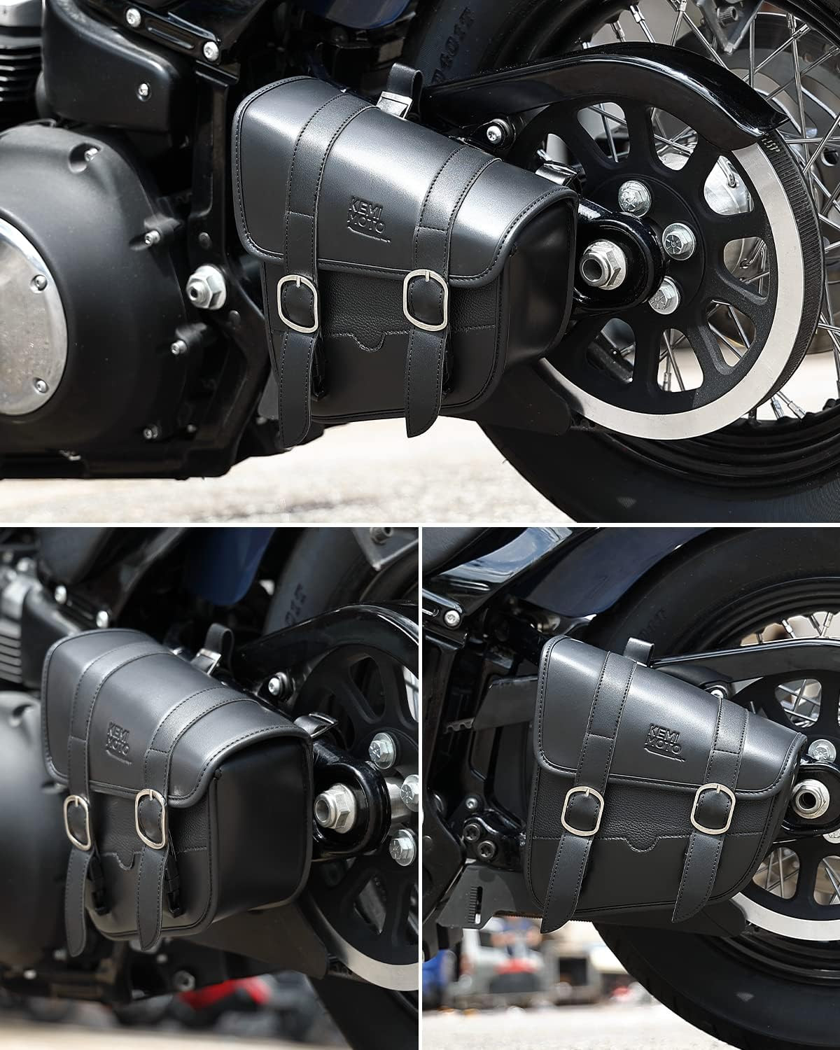 Motorcycle Swingarm Bag, Left Side Solo Bags Swing Arm Bags with Synthetic Leath