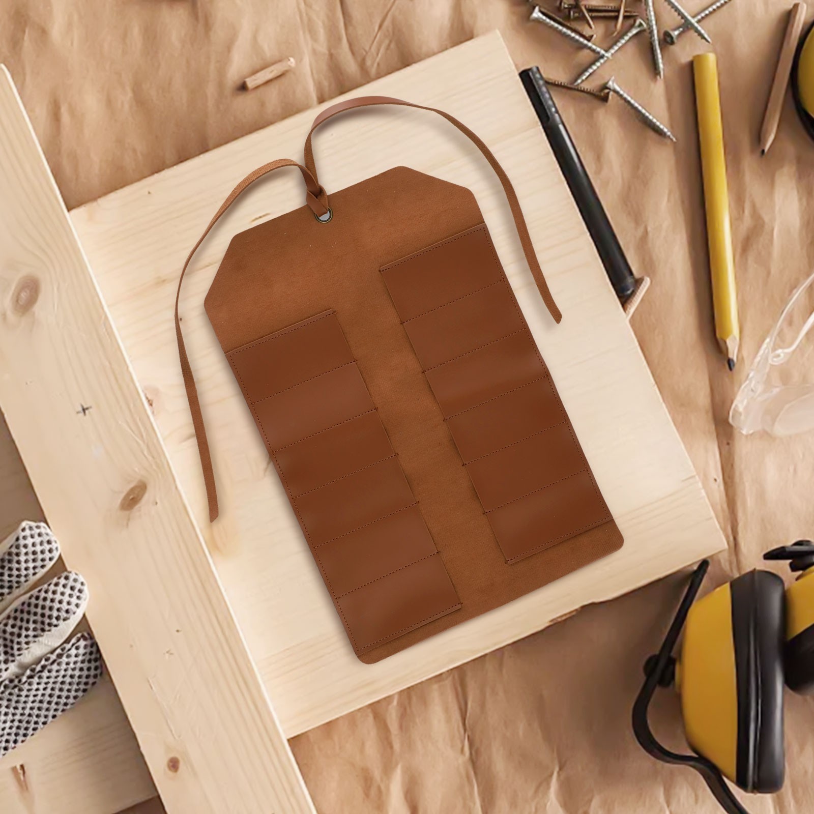 Classic Leather Tool Roll Bag for Compact and Organized Hardware Storage