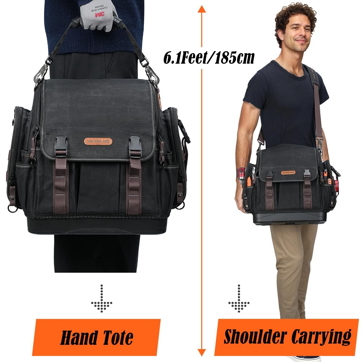 41-Pocket Electrician Tool Bag, 14.5 X 7.8 X 15.3 Inches, Black