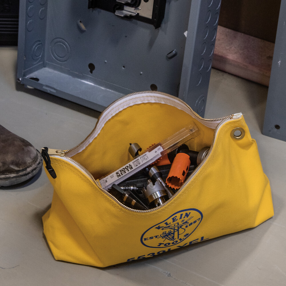 Klein Tools 5539LYEL Canvas Bag with Zipper, Large Yellow