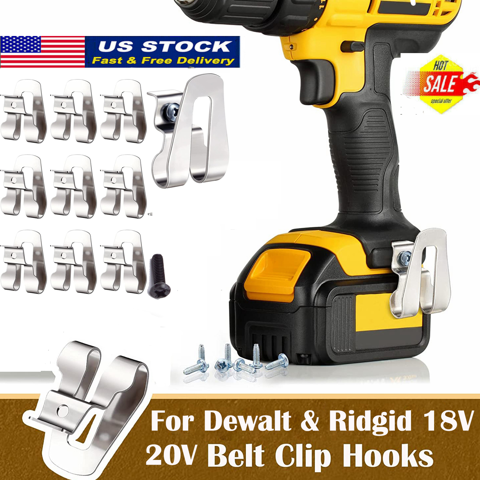 10 Pack Belt Clip Hook For Dewalt 20V Drill Driver N268241 N169778 N086039 Tools