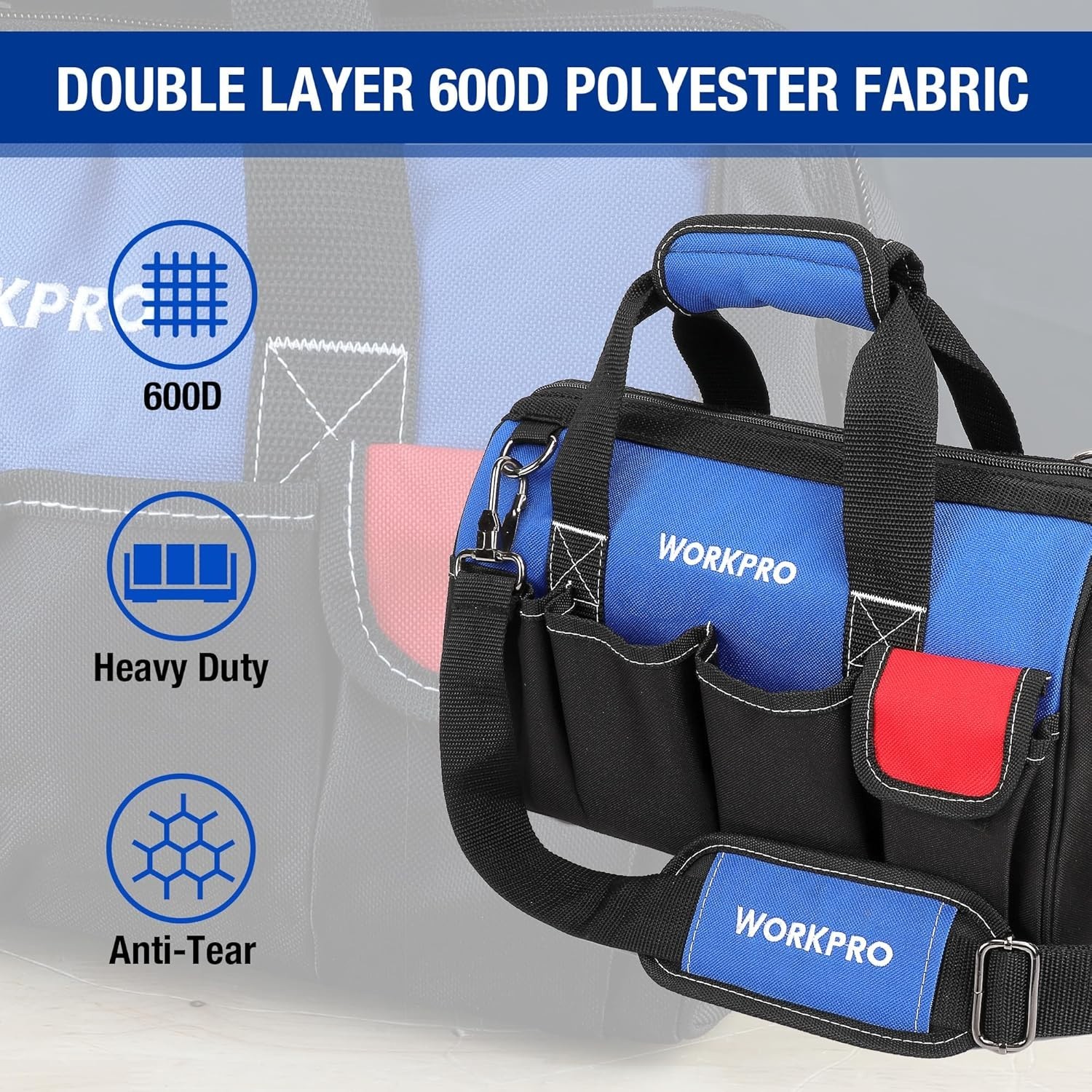 14-Inch Durable Tool Bag with Multi-Pockets & Adjustable Strap – Water Resistant