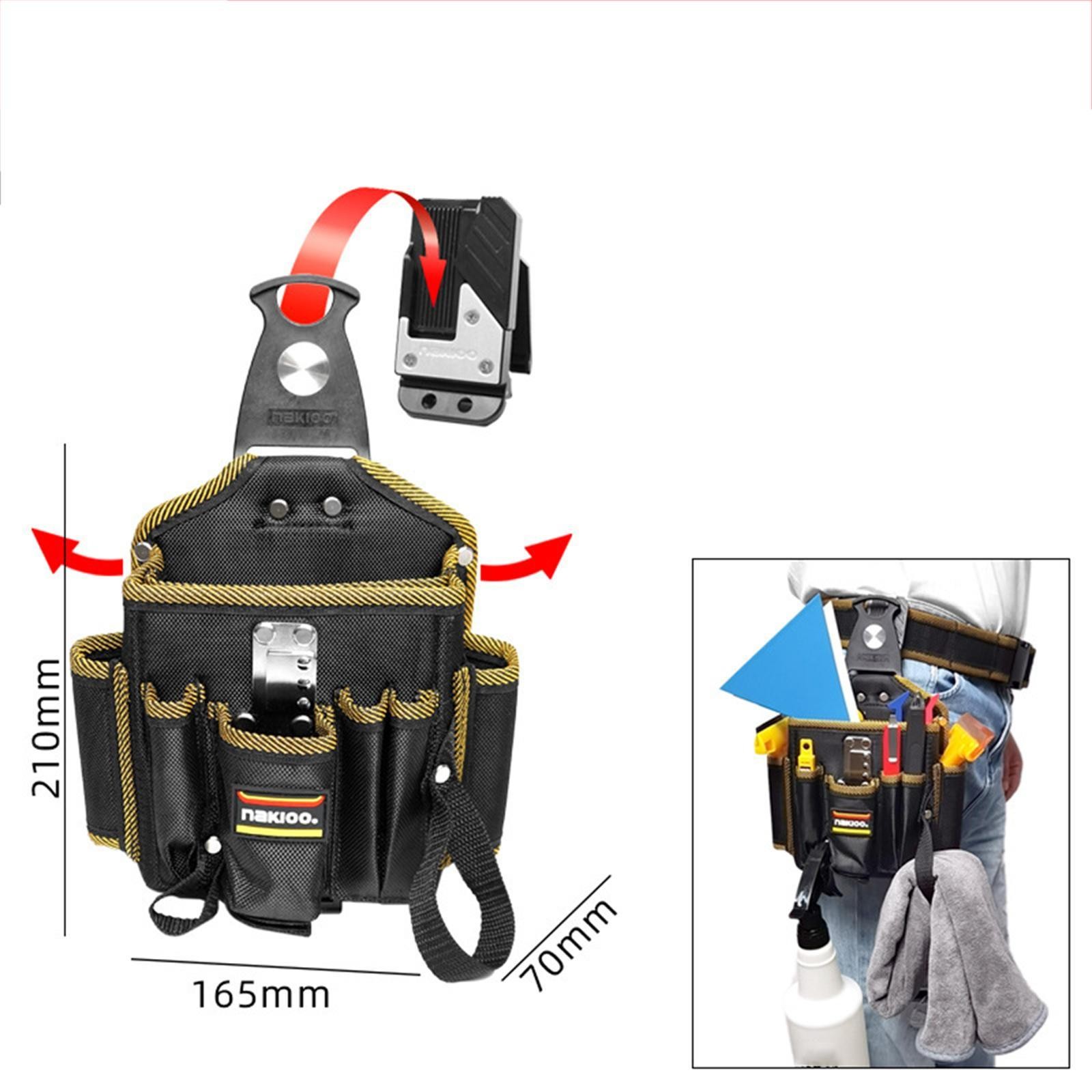 Tool Pouch with Belt Clip with Multiple Pockets Fast Installation Compact