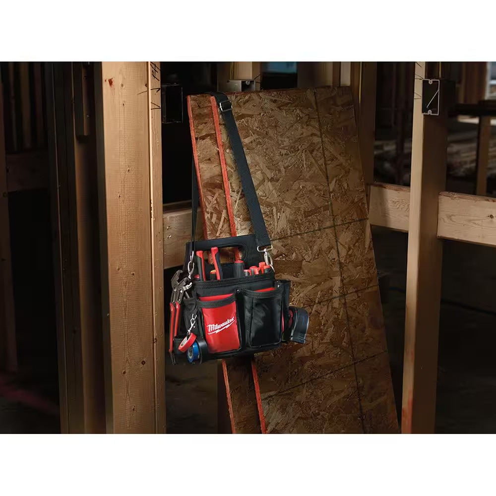 15-Pocket Electricians Tool Holder with Quick Adjust Belt and 6-In-1 Wire Stripp