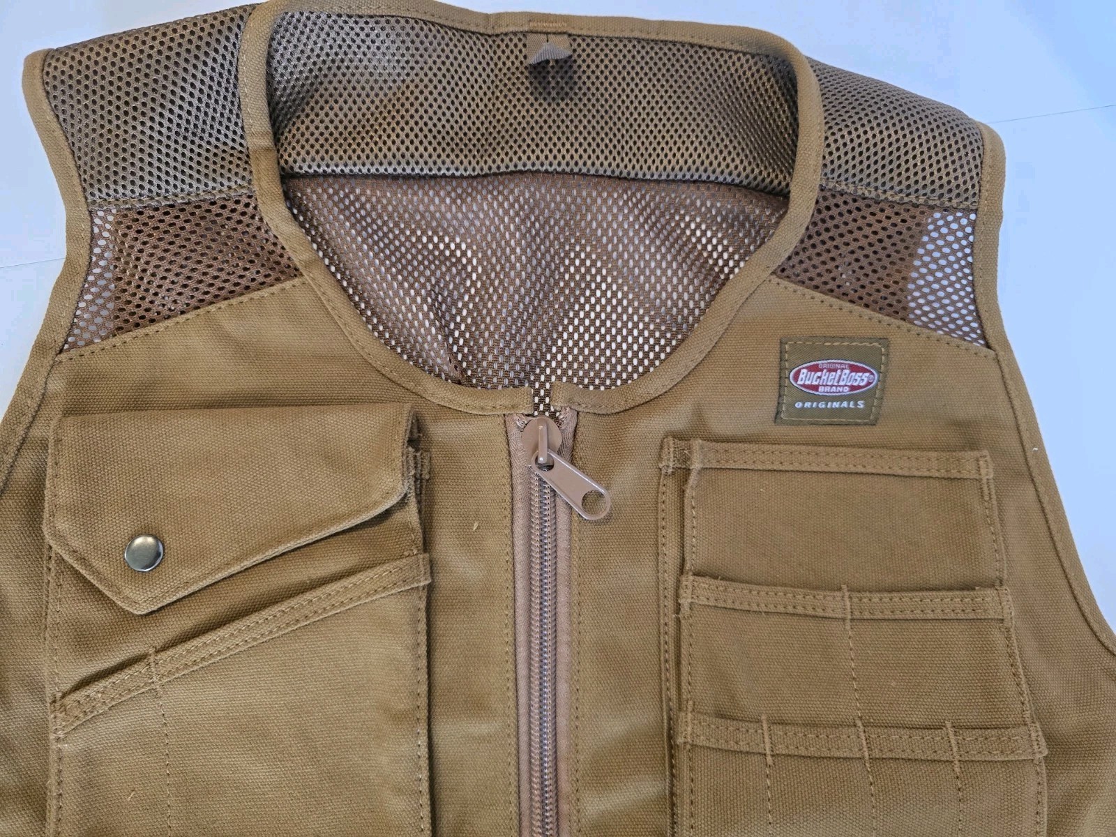 Bucket Boss Duckwear SuperVest Tool Vest Small Medium 14 Pockets Canvas Brown