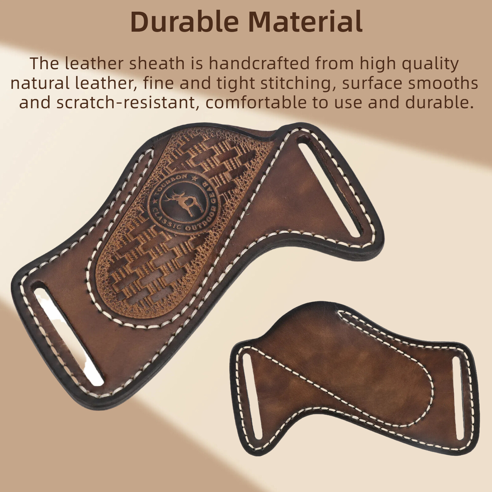 TOURBON Leather Folding Blade Knife Sheath Belt Pouch EDC Knives Pocket Camping