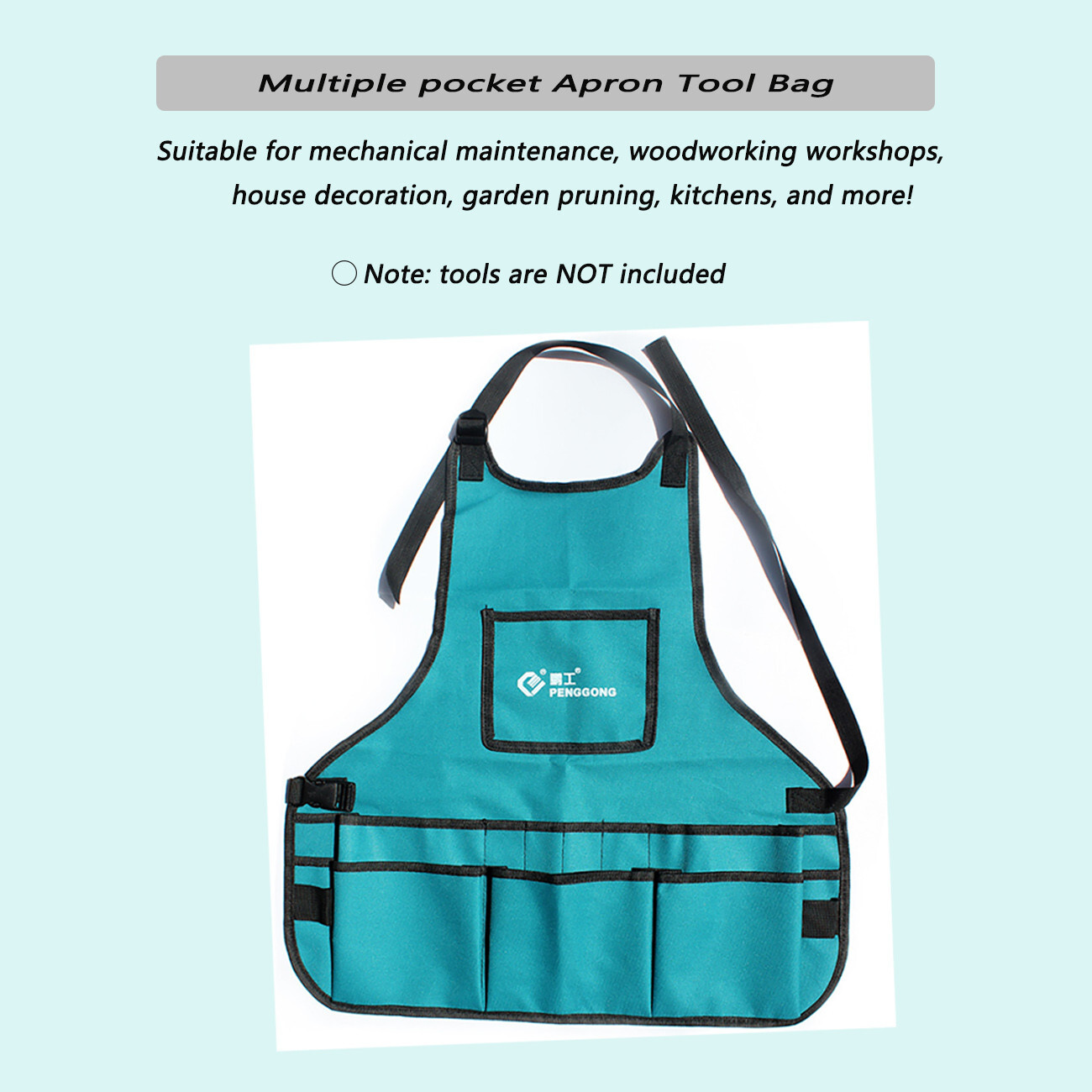 Portable Apron Tool Bag Multiple pocket waterproof 600D Oxford cloth for Garden