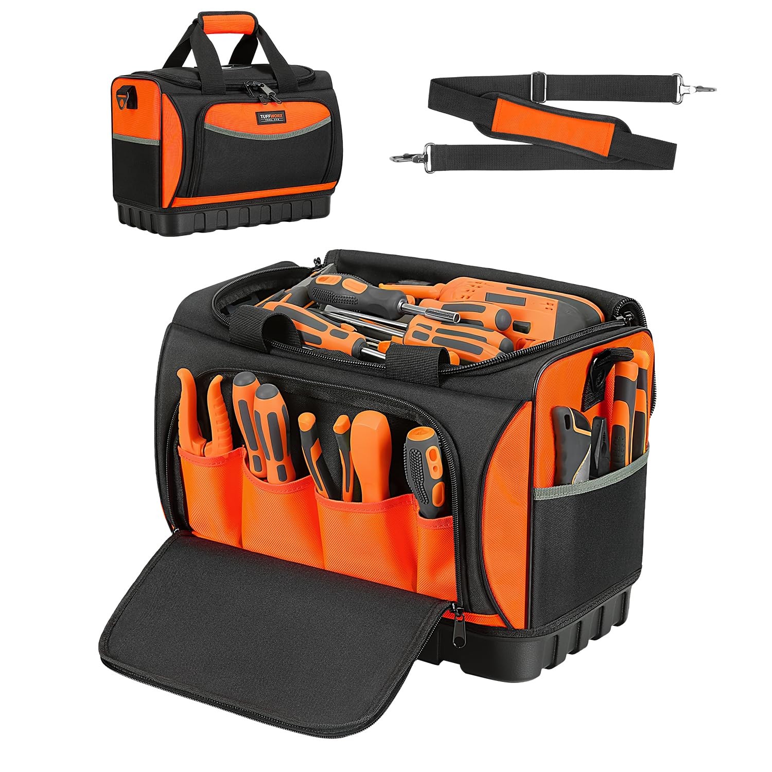 Tool Bag, Large Tool Organizer Bag with 18 Pockets,15.7x 11.4x 9.8 inch, Heav…