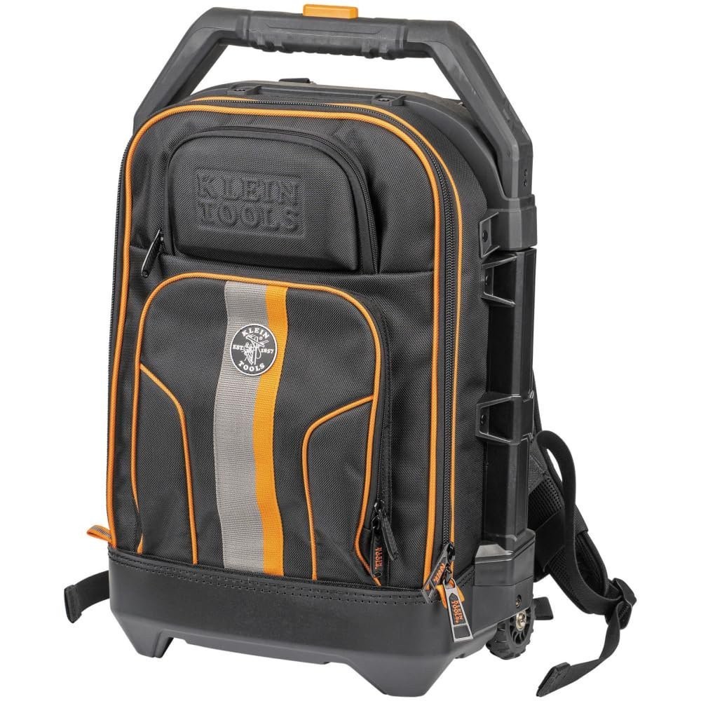 Klein Tools 55604 Rolling Tool Backpack, Tool Bag with 28 Pockets, Heavy Duty…