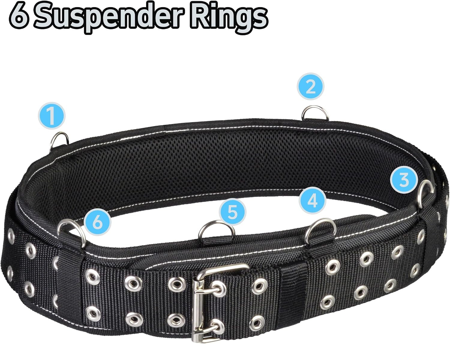 3-Inch Padded Tool Work Belt 1680D Ballistic Tool Belt with 6 Suspenders Ring |