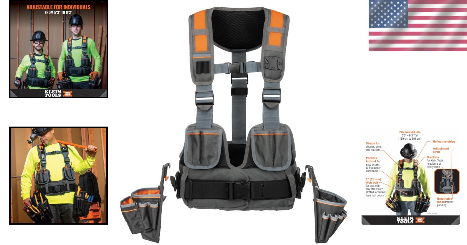 Fully Adjustable Tool Vest with Pouches – Perfect for Electricians & Carpenters