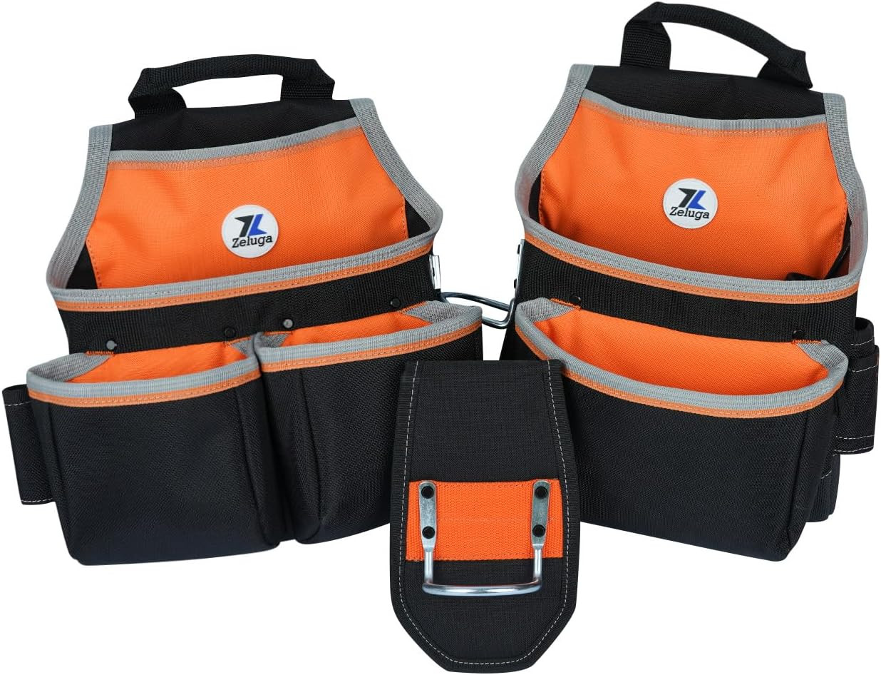 20-216 Multiple Large Pockets Tool Belts for Men with Suspenders, 4″ Padded Tool