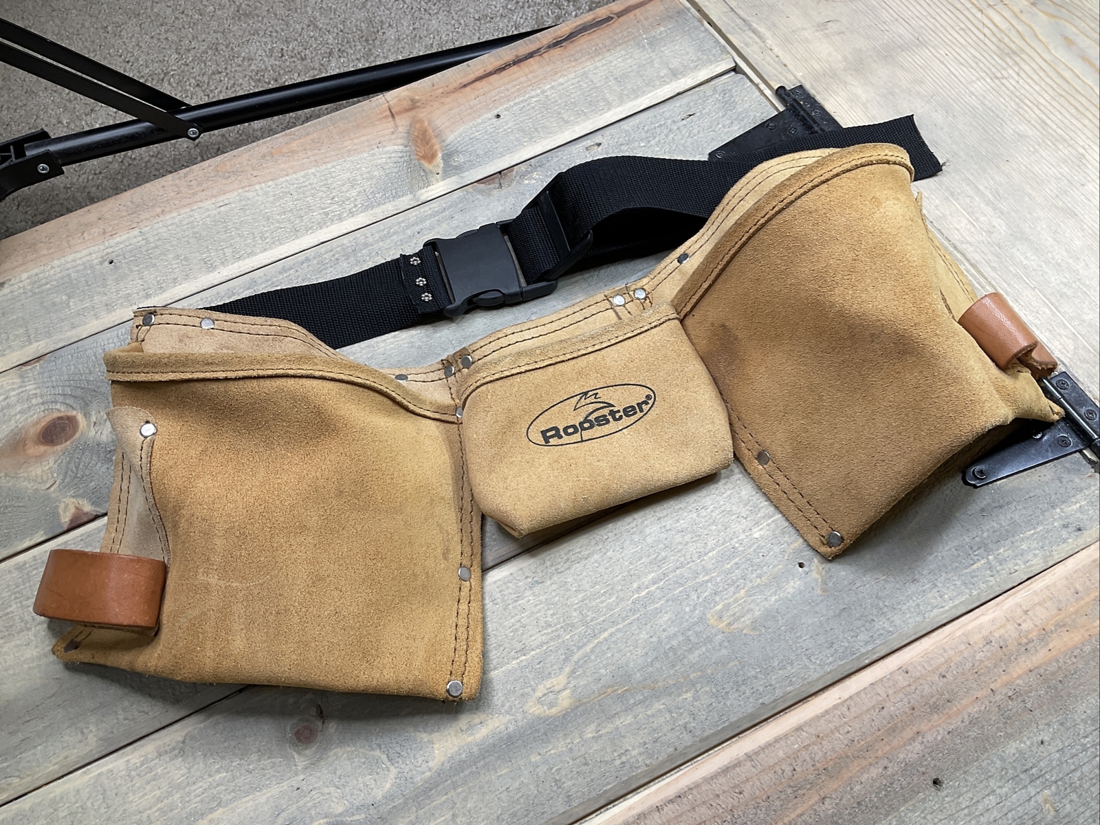 Rooster Suede Leather Tool Belt Carpenter Work Belt Beige Adjustable