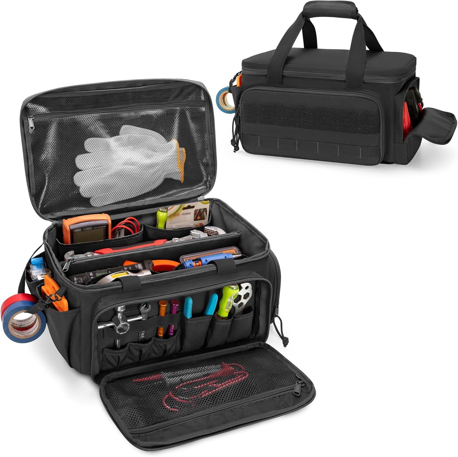 14 Inch Heavy Duty Canvas Tool Bag Organizer Reinforced Bottom Multiple Pockets
