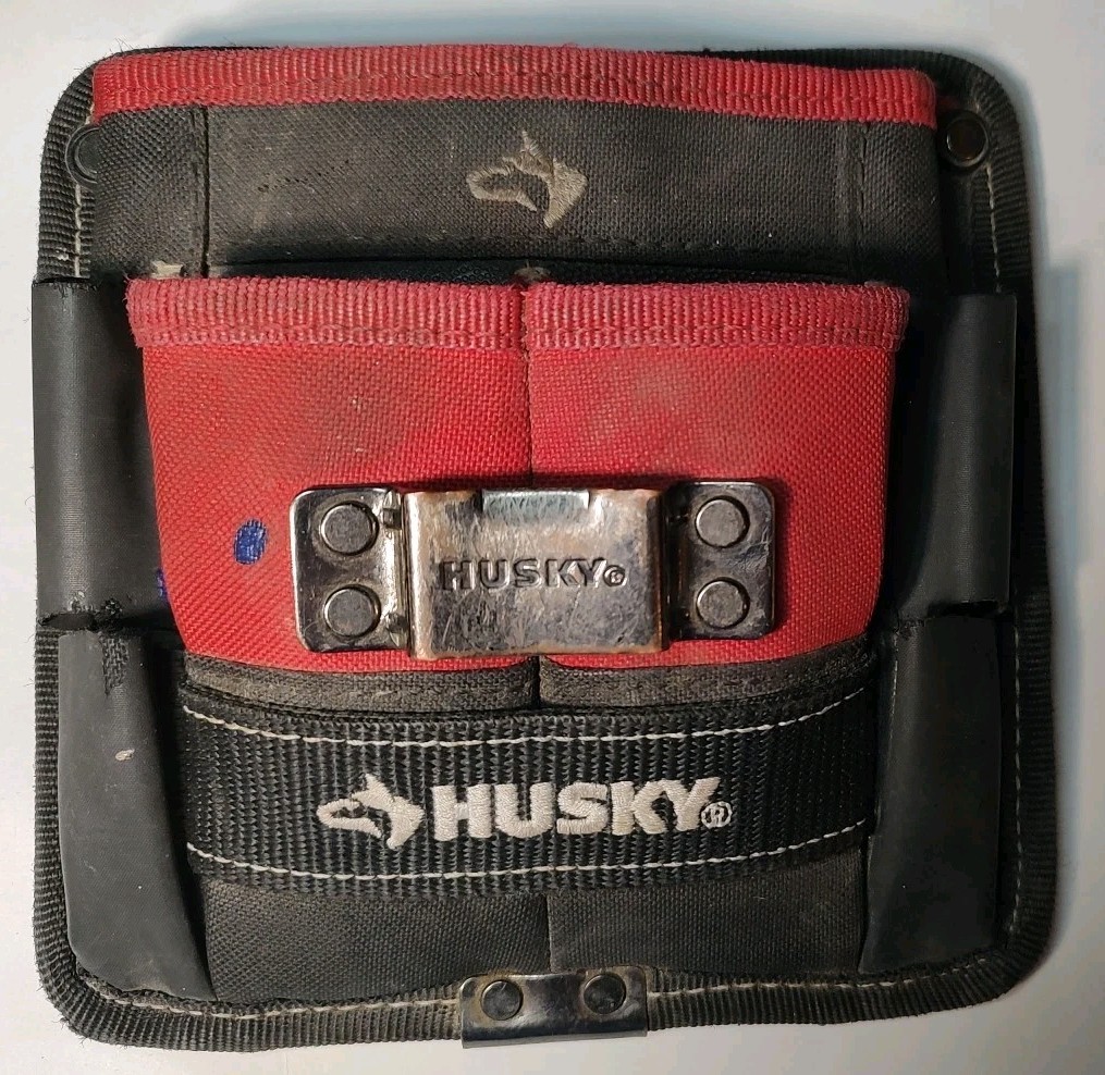 Husky 7 inch 3-Pocket Clip On Tool Belt Pouch Heavy Duty Storage