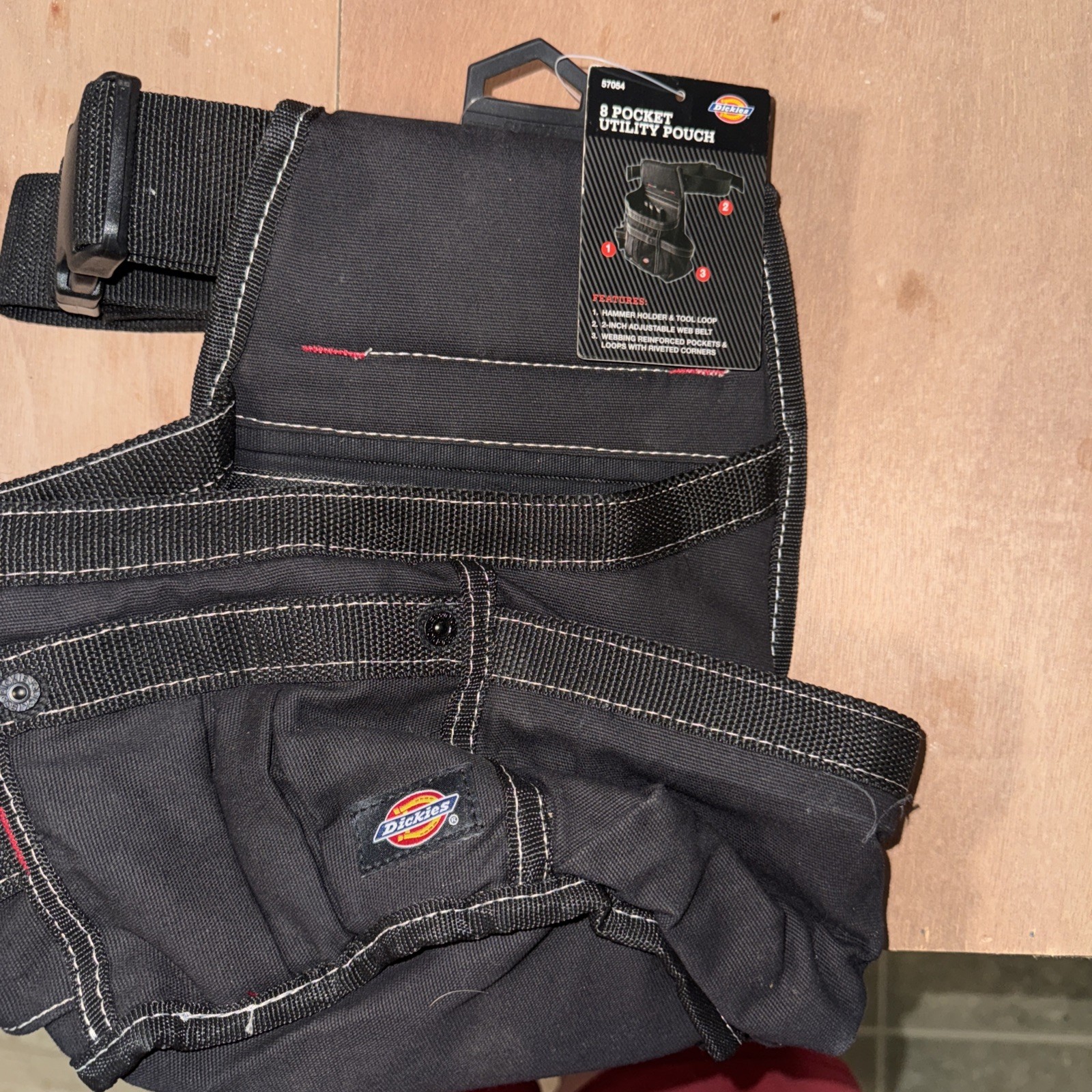 DICKIES Tool Belt Pouch 8 Pocket Webbing Reinforced Black 57054