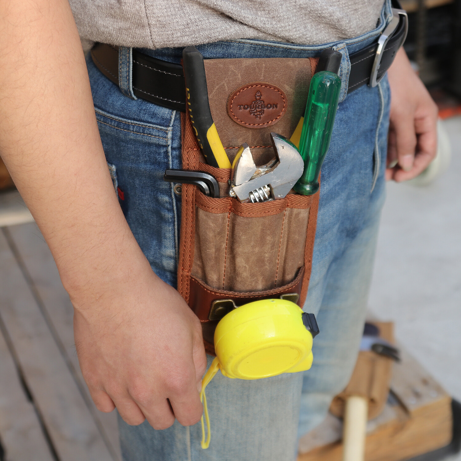 Tools Belt Pouch Compact Drill Pocket Wrench Holder Tape Measure Hanger
