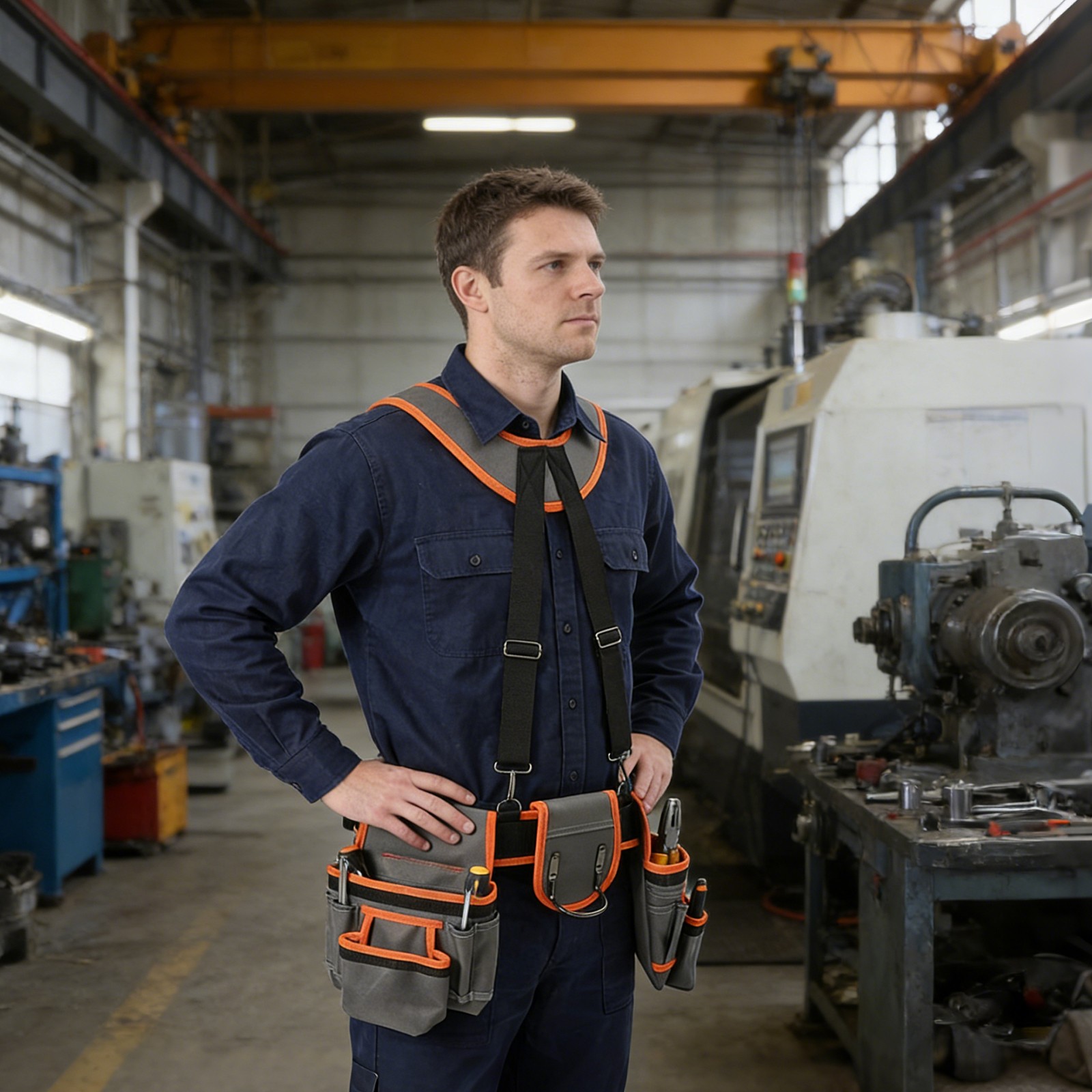 Heavy Duty Tool Belt Pouch with Suspenders Multifunctional Electrician Tool Bag