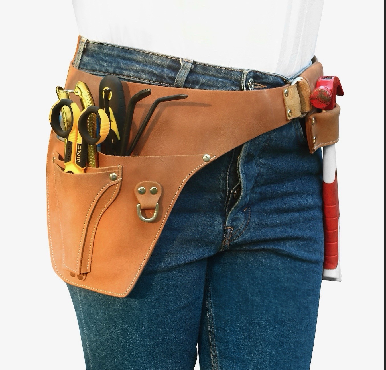 Leather Garden Tool Belt Utility Belt, Carpenter Electrician Tool Pouch Hammer