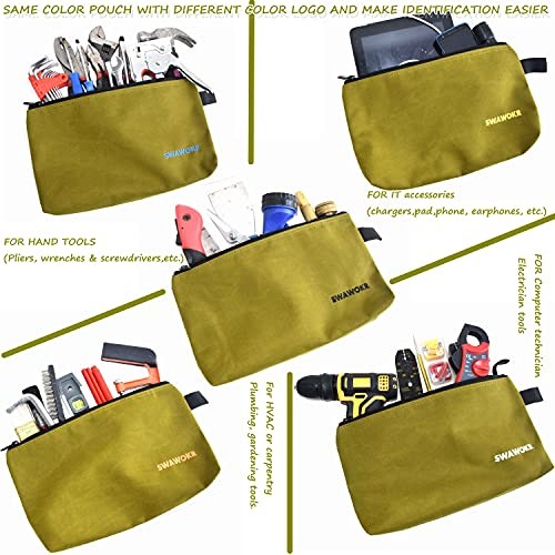 5 Pack 20 oz Canvas Zipper Tool Bags – Heavy Duty Utility Pouch – Water