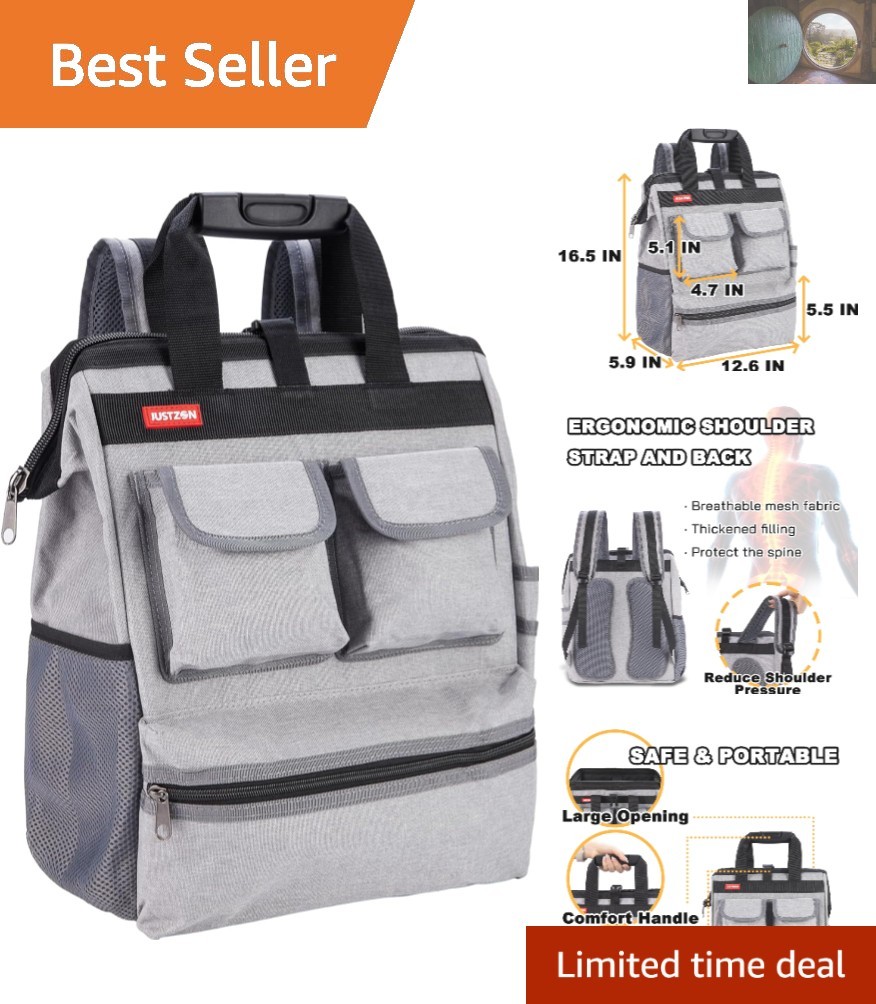 Heavy-Duty Tool Backpack with Padded Support & 20 Compartments – Waterproof