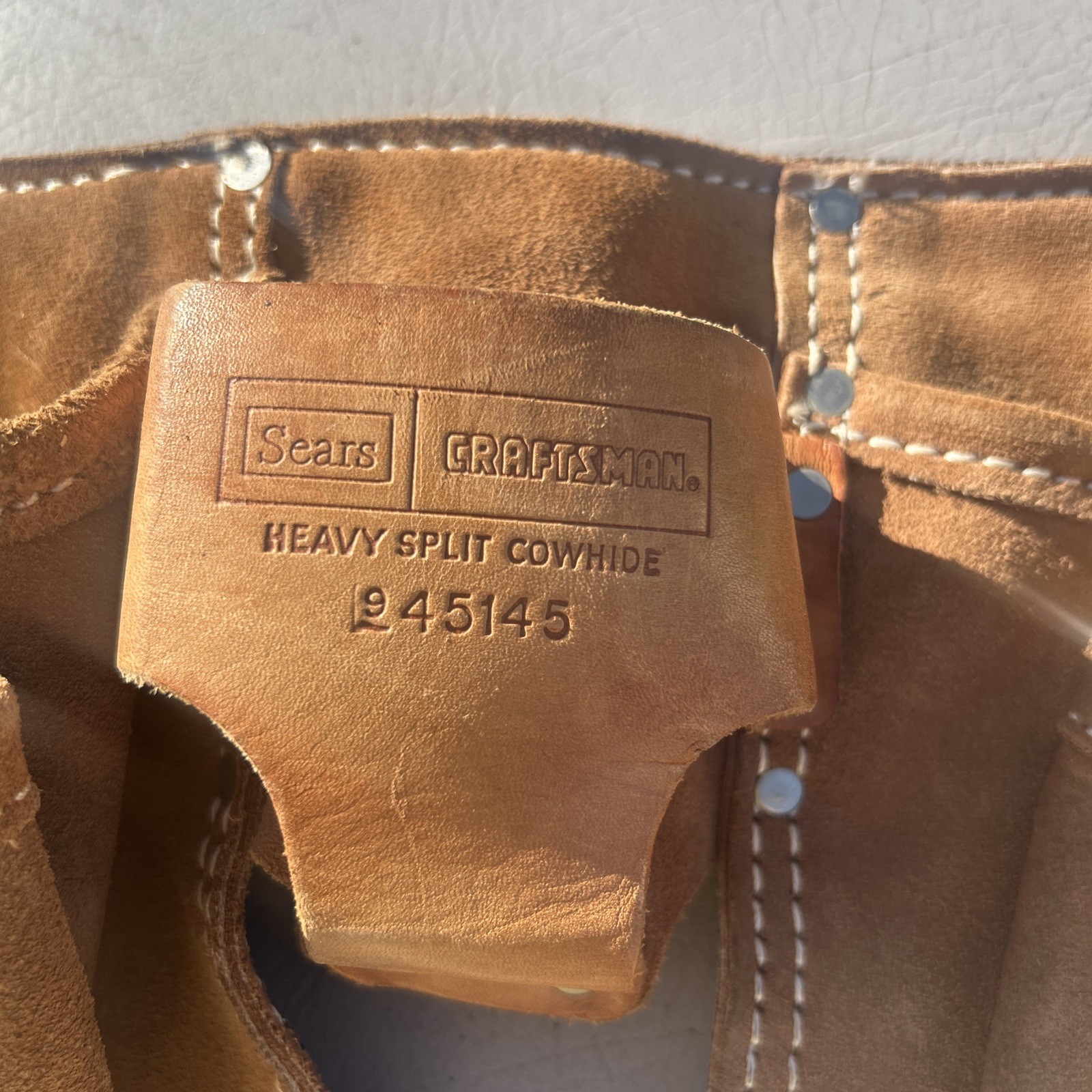 Sears Craftsman Leather Carpenters Adjustable Tool Belt Holder 945145 Vintage