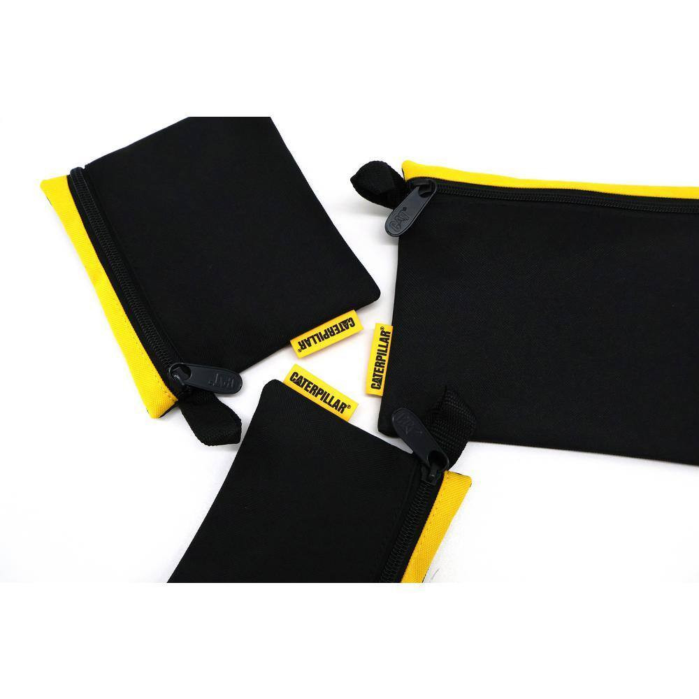Tool Storage, 8 In. 3 Pockets, Black and Yellow, 600-D Polyester, Document Bag,