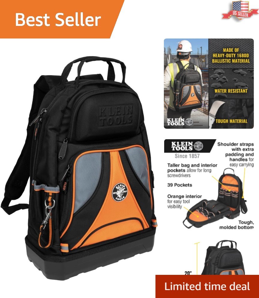 Durable Tradesman Pro Tool Carrier Backpack – 39 Pocket Organizer & Owl Shape