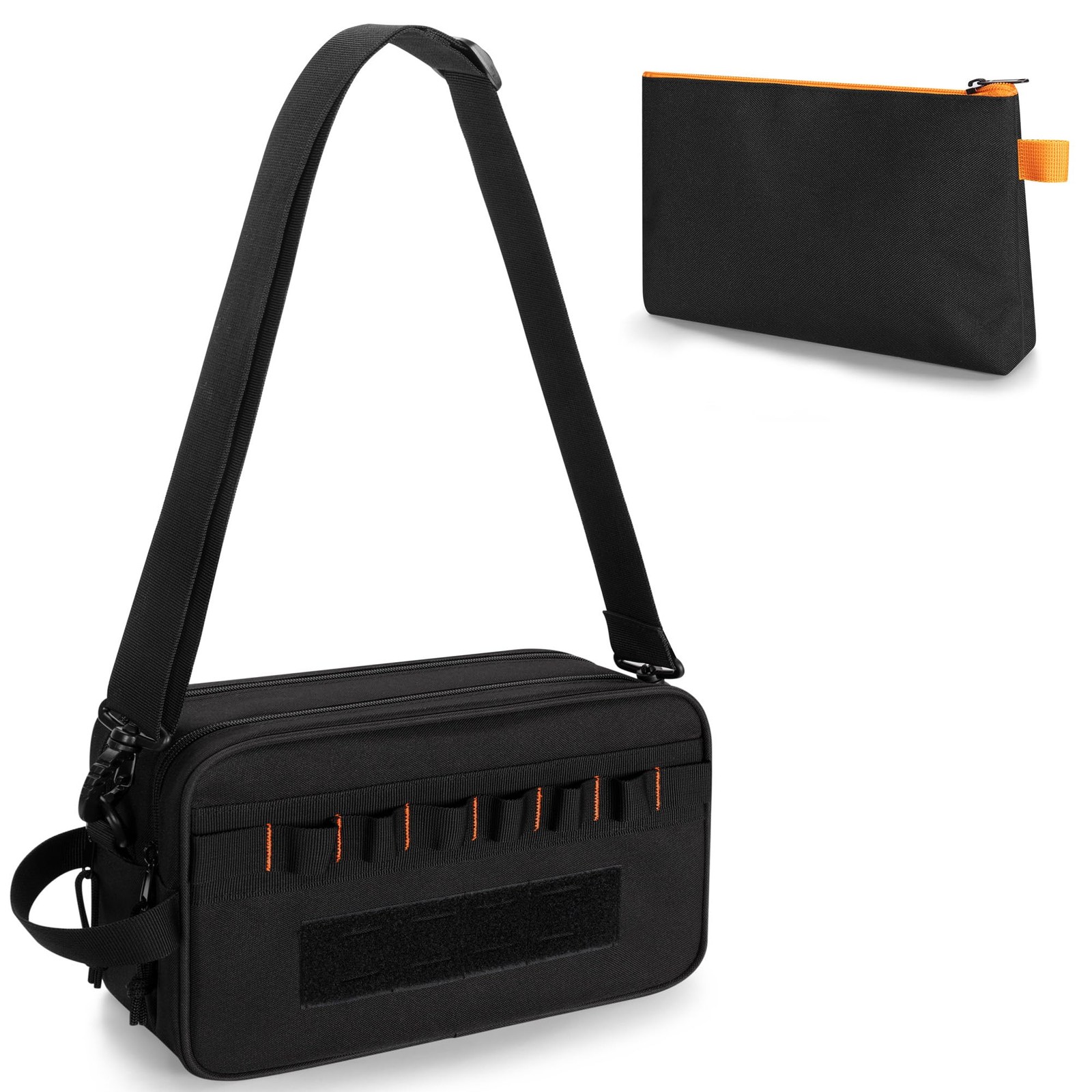 Rexmica Small Tool Bag with 1 Pouch, 11.8 x 3.9 x 7 inches, Black