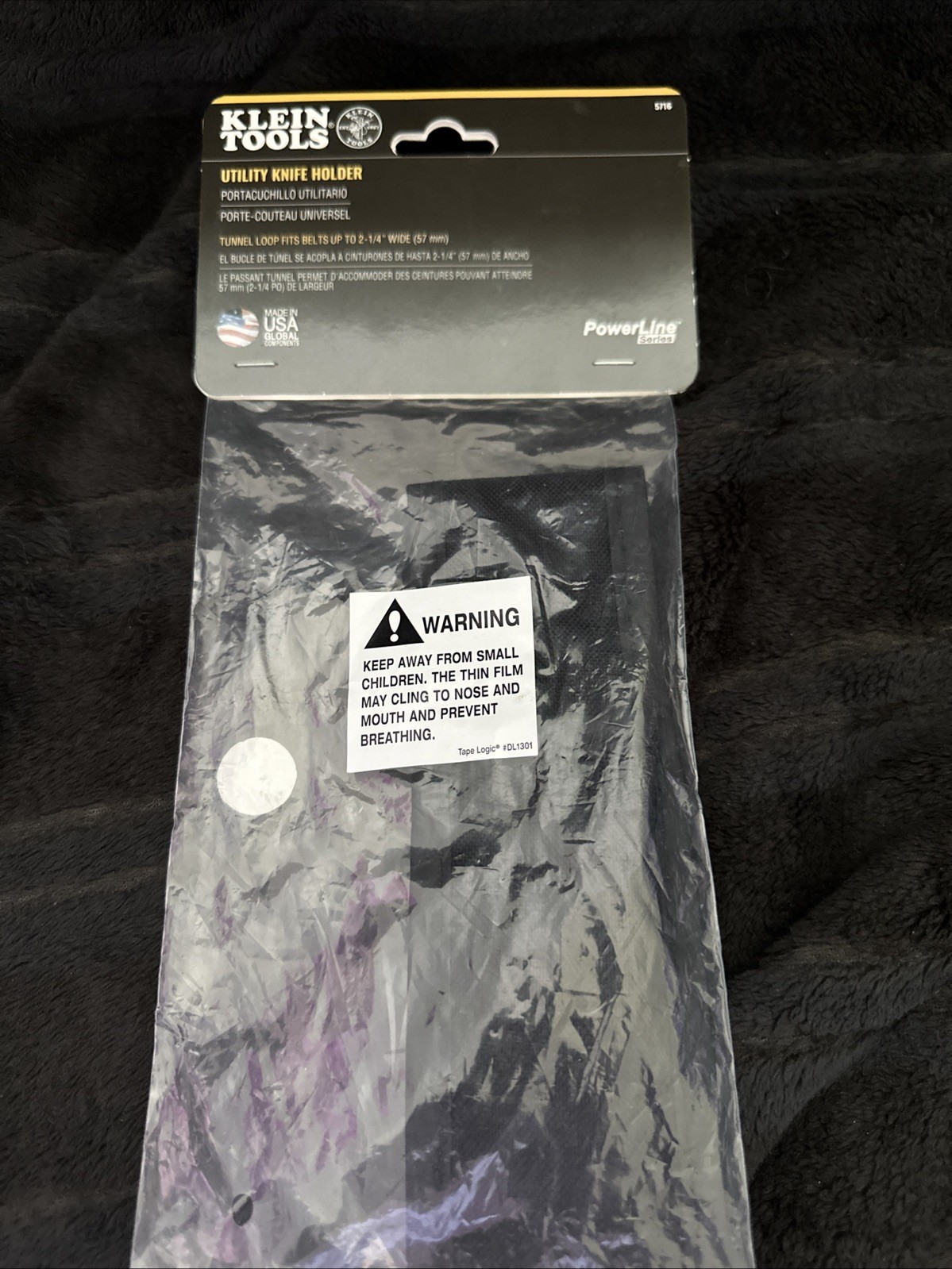 Klein Tools 5716 PowerLine Black Nylon Utility Knife Holder New Sealed