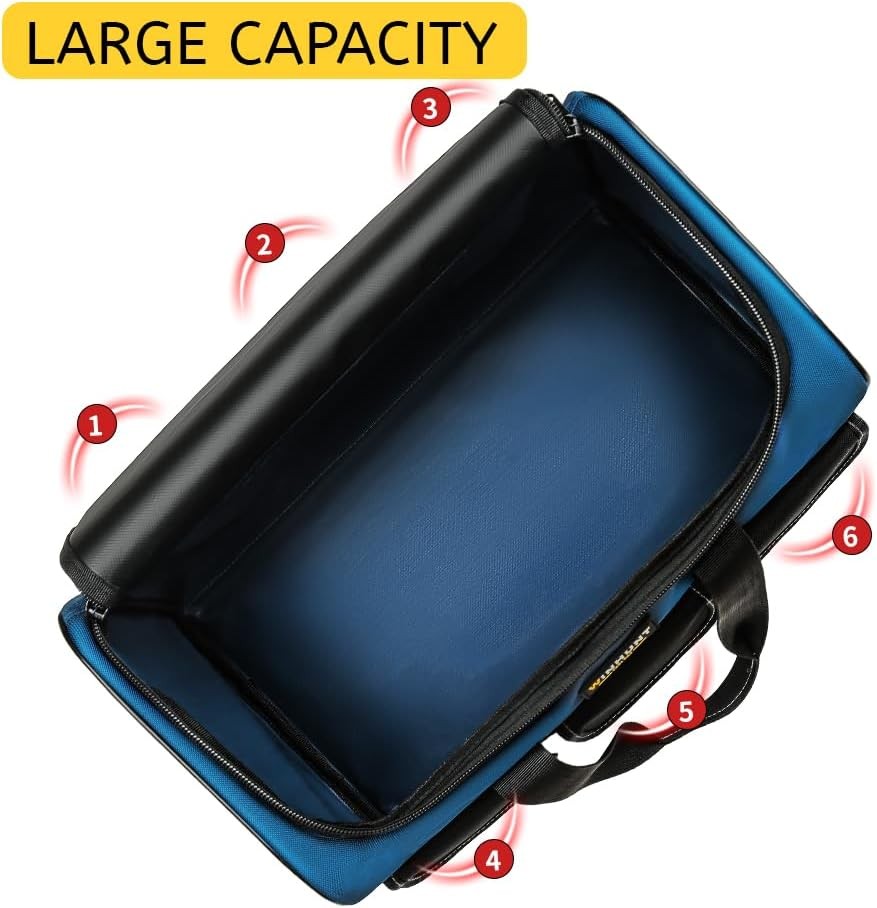 Large 1680D Tool Bag 5 Pockets Heavy Duty Electrician DIY Craftsmen Blue