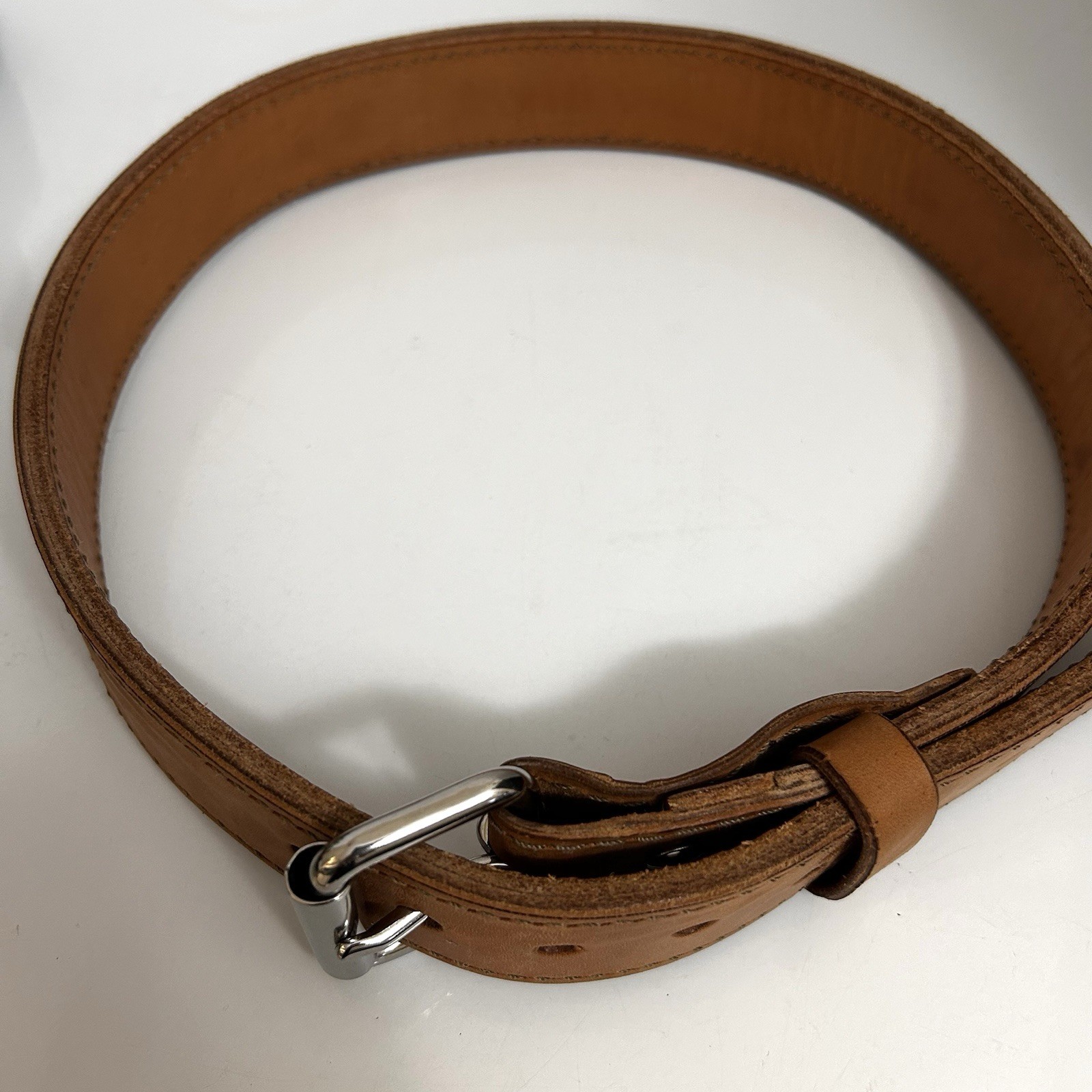 Heavy Duty Thick Leather Work Belt / Gun Belt Brown No Markings 30″ x 1.5″