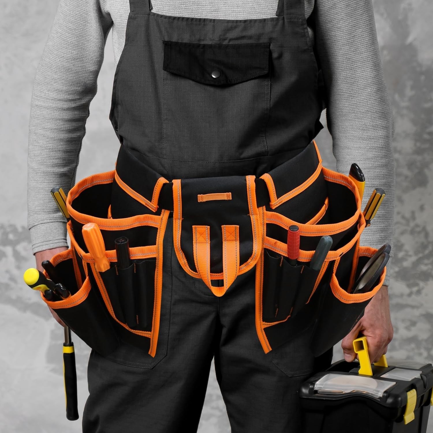 Tool Belt,Magnetic Tool Pouch,27-Pockets Heavy Duty Padded Tool Belts for Men,De