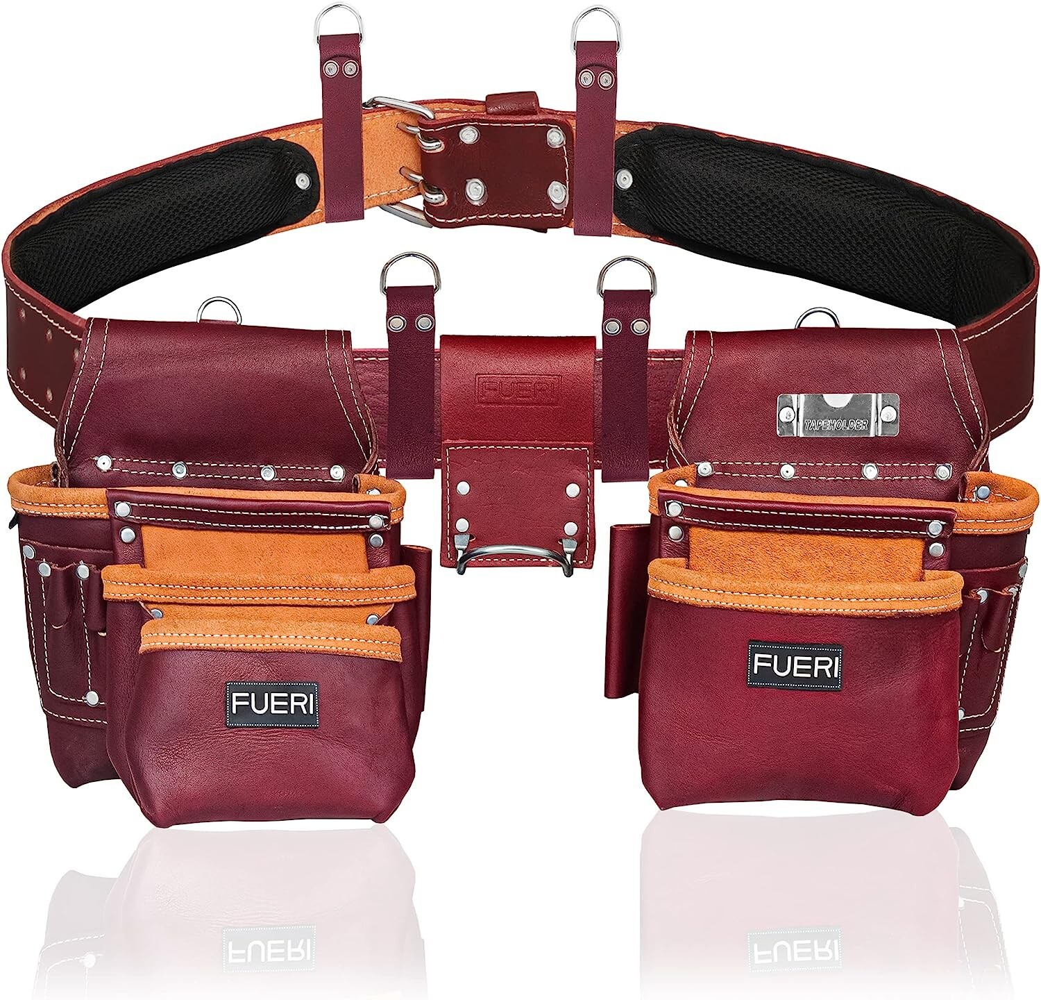 Electrician Tool Pouch Framers Leather Tool belt for Carpenter 17 pockets bag
